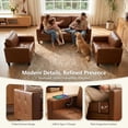 thumbnail image 4 of LAZZO 73" Faux Leather Couch, 3-Seater Sofa with USB Charging Ports and Tufted Armrests for Living Room and Office, Brown, 4 of 8
