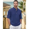 thumbnail image 4 of sogami Men's Cotton Linen Henley Shirts Long Sleeve Casual Button Down Shirt Roll-up, 4 of 7