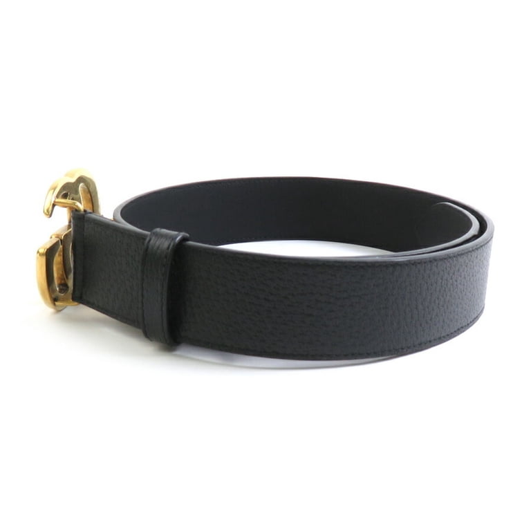 Slightly used Gucci Black and Gold Women\'s Belt Pre-Owned GUCCI GG Marmont Belt Leather Metal Black Gold  main image 3