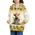 thumbnail image 3 of Xoenoiee Hooded Sweater for Kids Pull-Over Hoodies Long Sleeve Tops Cosy Playwear with Kangaroo Pocket, Retro Sunflower Daisy Butterfly Highland Cattle Pattern, M, 3 of 7