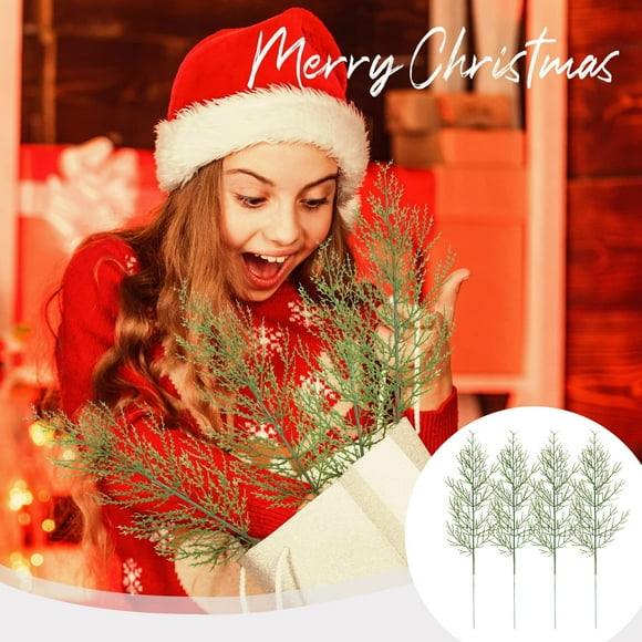 EGNMCR Christmas Decorations, Christmas Tree Ornaments, Christmas Gifts 4 Pcs Simulation Needles Norfolk Christmas Celebration Hotel Decoration Artificial Needles Christmas Artificial cuttings