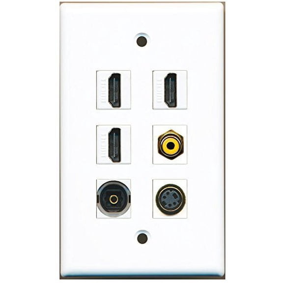 RiteAV - 3 HDMI 1 Port RCA Yellow 1 Port S-Video 1 Port Toslink Wall Plate