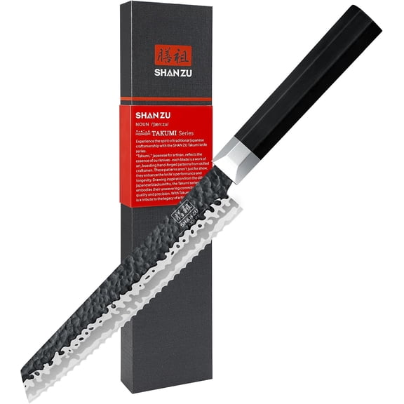 Bread Knife 8 inch, Japanese High Carbon Steel 10Cr15Mov Serrated Bread Knife for Homemade, Bread Cutting Knife with Ergonomic G10 Handle, Dishwasher Safe, Best Gifts for Women & Men