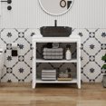 thumbnail image 2 of FULLWATT 30 Inches Traditional Bathroom Vanity in White Finish with Square Ceramic Vessel Sink, Single Bathroom Vanity with Top, 2-Door Cabinet, 2 of 13