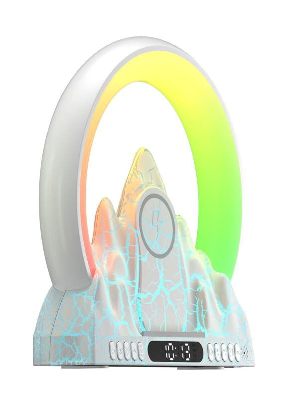 Bluetooth Speaker 2023 Electronic Intelligent Alarm Clock Wireless Charger Sunrise Flame Mountain Bluetooth Audio Table Lamp Outdoor Speakers