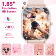 Mingwear 1.85-Inch Mens and Womens smartwatch fits for Android and iPhone Devices with Fitness Tracker, Pedometer, Answer/Call/120 Sport Modes, IP68 Waterproof Fitness Watch (Pink)