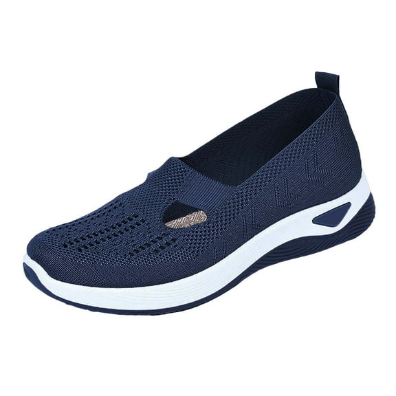 NOKIO Orthopedic Slip-On Walking Shoes for Women Breathable Woven Sneakers Soft Foam Arch Support Comfort Fit Casual All-Day Wear Footwear