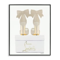 Stupell Industries Beige Bow Heels Fashion Painting Black Framed Art Print Wall Art, 24 x 30