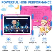 Kid tablet,Android 15 tablet,10 Android Kids Tablet 8GB+64GB, Kid-Proof Case with Kickstand, Quad-Core 1.6