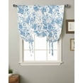 thumbnail image 2 of Navy Blue Flowers Tie Up Curtains for Kitchen Bathroom Bedroom Windows 63 Inch Length, Watercolor Summer Botanical Floral Balloon Drape Curtains Shade Rod Pocket Drapery Curtain Panel, 52"x63", 2 of 7