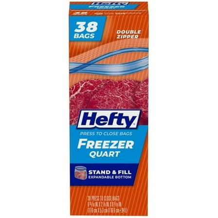 Hefty Press To Close Freezer Quart 38 Count