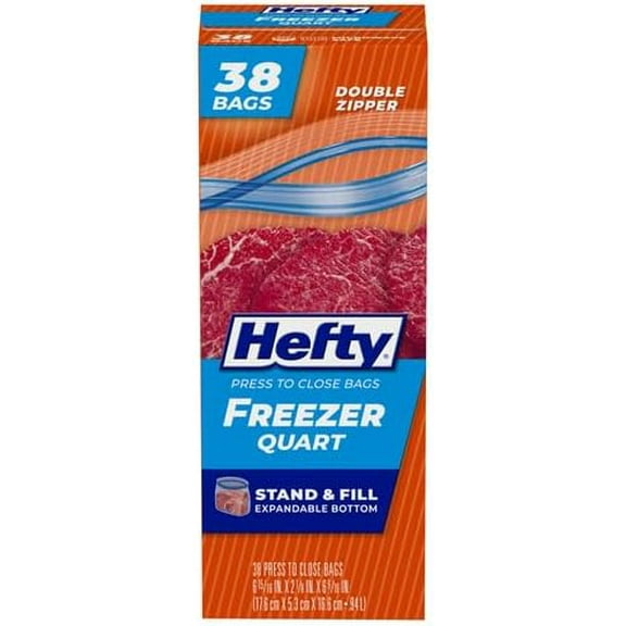 Hefty Press To Close Freezer Quart 38 Count