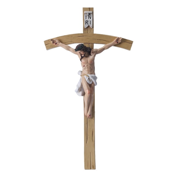 Crucifijo católico Escultura iglesia Crucifijo Estatua Escultura Recuerdos Catolicismo romano Religioso católico Colgante de pared hogar Adorno Decoración Magideal Crucifijo católico