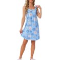 thumbnail image 2 of Noche de inspiración para mujeres, camisón sin mangas, pijama impreso, camisetas de cuello redondo, vestido de tirantes con tirantes anchos y bolsillos, XS, flores azules, 2 of 6
