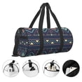 thumbnail image 5 of YFYANG Large Capacity Canvas Gym Bag for Men and Women, Blue Vintage Print Texture Round Portable Travel Bags for Sports Fitness, 5 of 8