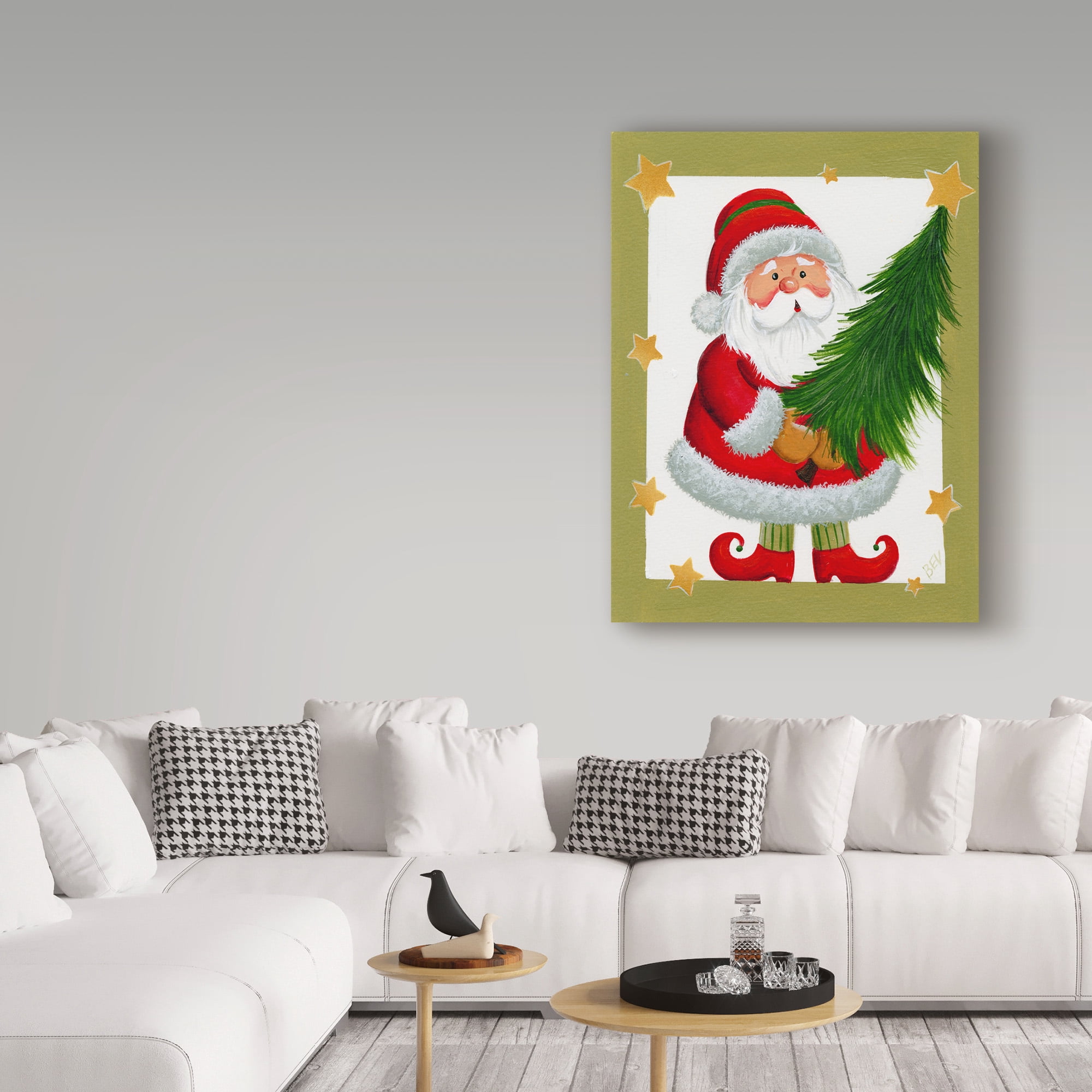 Trademark Fine Art 'Santa With Tree And Stars' Canvas Art by Beverly Johnston