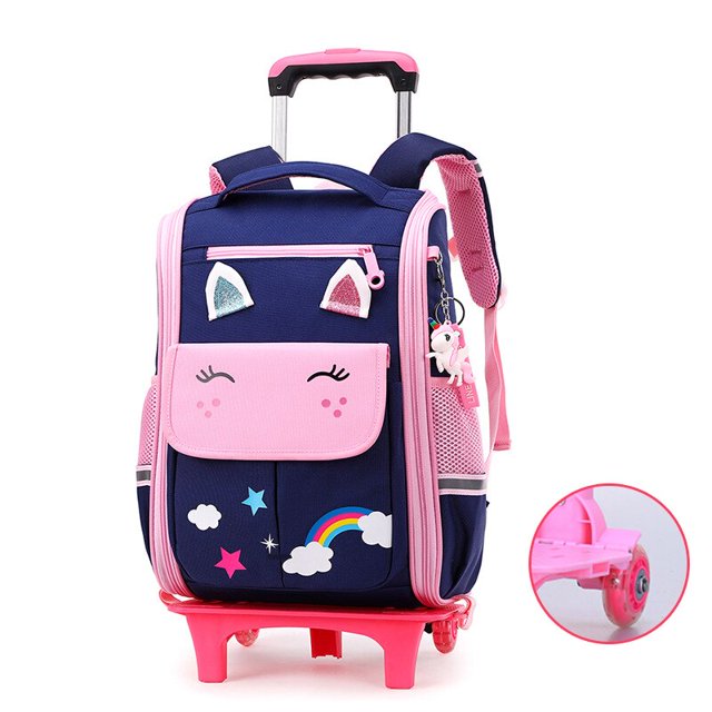 Amiqi-Mochila escolar con ruedas para niñas, morral con ruedas para el almuerzo, morral rodante para niños xuanjing unisex