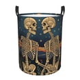 thumbnail image 1 of Balery Romantic Skeletons Under Moon Cesta de ropa redonda con asas, impermeable, independiente, para ropa, juguetes, dormitorio y familia-Small, 1 of 6