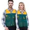 thumbnail image 1 of TOPTIE Reflective Working Vest with 4 Pockets Color Block Zipper Front High Visibility with Reflective Strips-Green-S, 1 of 6