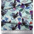 thumbnail image 3 of Soimoi Velvet Fabric Floral & Cock Watercolor Decor Fabric Printed Yard 58 Inch Wide, 3 of 3