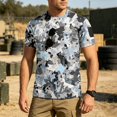 thumbnail image 5 of Homeyce Camo Shirts for Men Short Sleeve Button Camo Shirts Casual Lightweight Camouflage T-Shirts Crew Neck Big and Tall Pullover Tees Tops,Gray L, 5 of 5