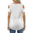 thumbnail image 7 of Tshirts Women Trendy Women's Summer Fashion Casual Solid Color V-Neck Short Sleeve T-Shirt Top, 7 of 7