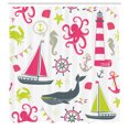 thumbnail image 3 of Ambesonne Nautical Shower Curtain, Lighthouse Pastel Colors, 69"Wx70"L, Pink and Apple Green, 3 of 5