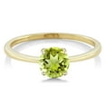 thumbnail image 2 of Gem Stone King 10K Yellow Gold Green Peridot Solitaire Engagement Ring for Women (1.00 Cttw, Round 6MM, Gemstone August Birthstone, Size 5.5), 2 of 5