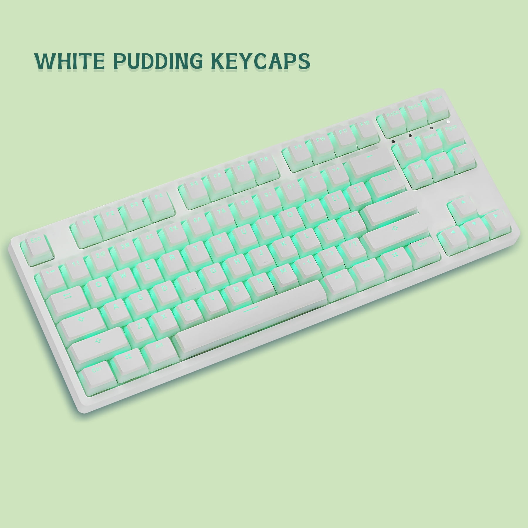 PBT Keycaps Pudding Keycaps OEM Profile Doubleshot Backlit Translucent Keyset for US UK Layout 61 68 84 87 104 108 MX Switches Mechanical Keyboard,White