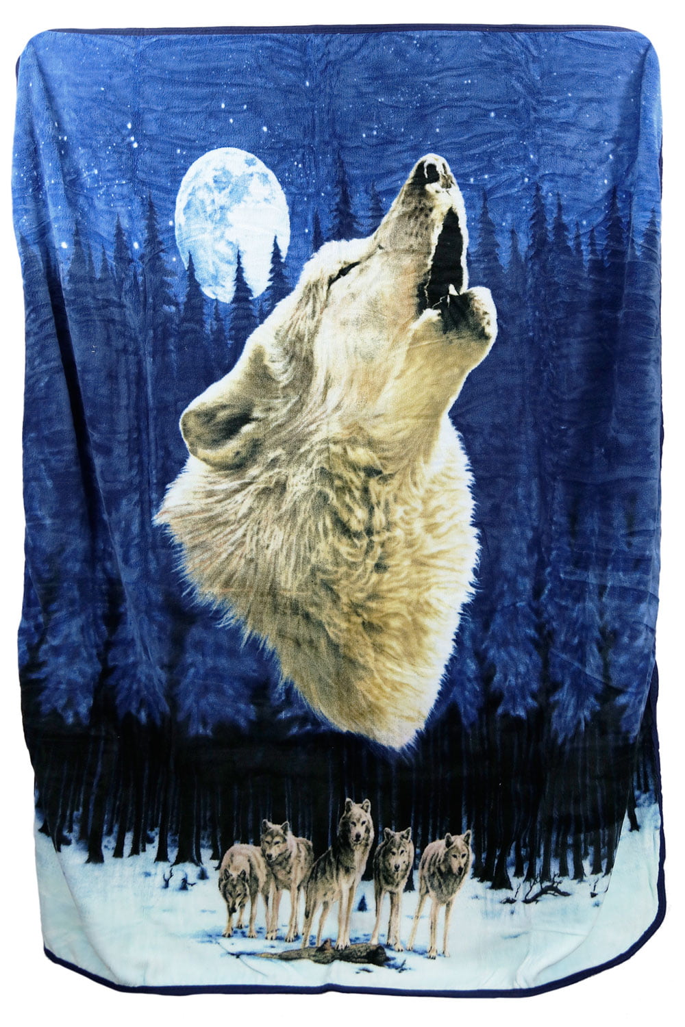 Gray Wolf Howling At The Full Moon - Fleece Throw Blanket 60