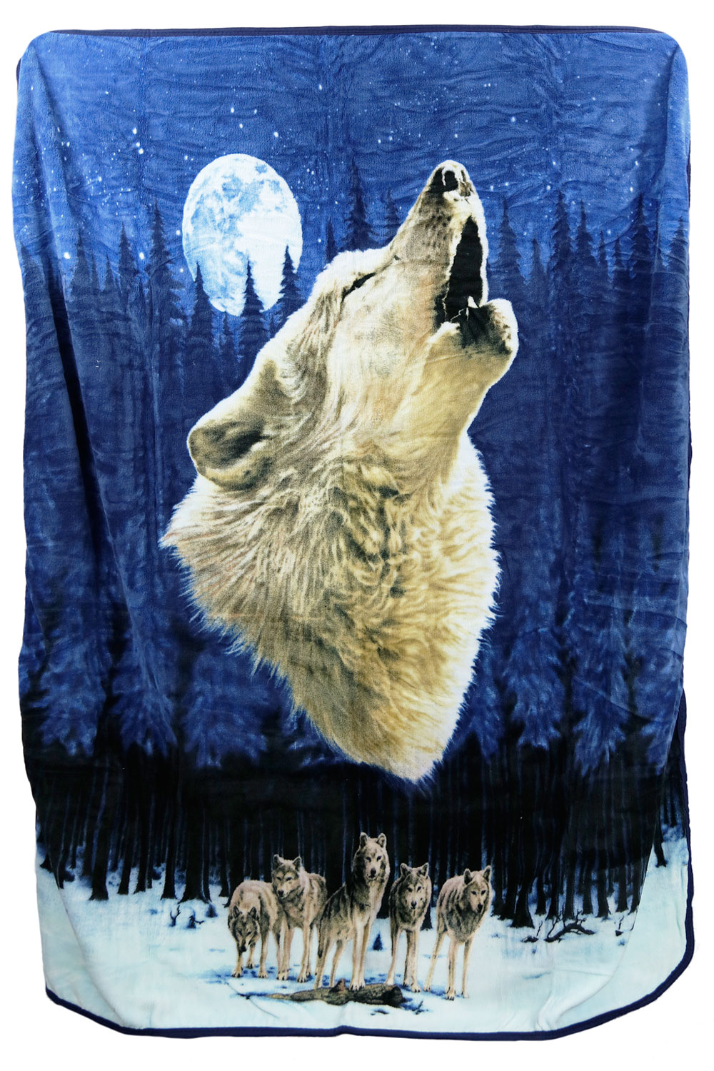 Gray Wolf Howling At The Full Moon Fleece Throw Blanket 60" x 50