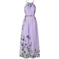 thumbnail image 2 of Gubotare Women Halter Floral High Waist Chiffon Maxi Party Prom Dres,Purple 3XL, 2 of 4