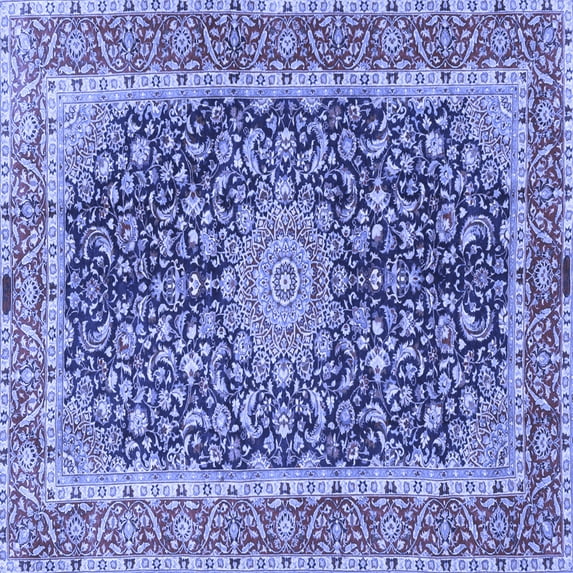 Ahgly Company Indoor Square Medallion Blue Traditional Area Rugs, 8' Square