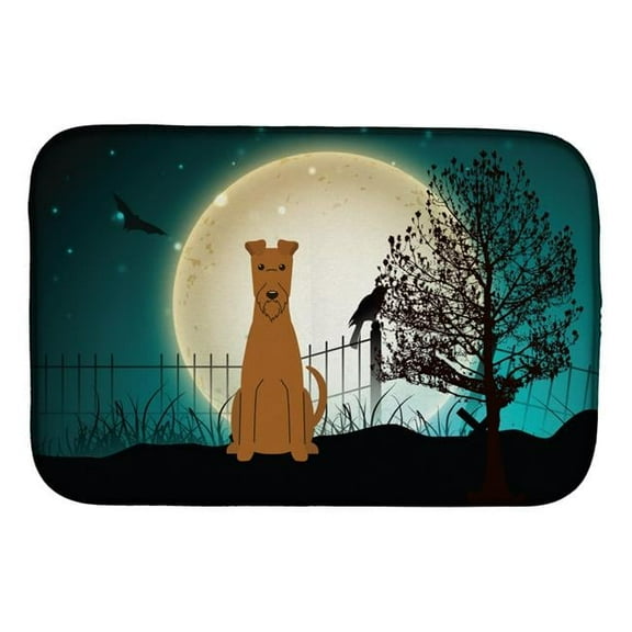 Halloween Scary Irish Terrier Dish Drying Mat