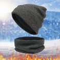 thumbnail image 2 of ManxiVoo Women&Men Warm Cute Wool Hat Scarf Slouchy Two Pieces Winter Snow Knit Cap Screen Mittens Scarves Sets Dark Gray3 One Size, 2 of 5