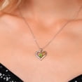 thumbnail image 5 of Gem Stone King 925 Sterling Silver and 10K Yellow Gold Green Peridot and White Lab Grown Diamond Keren Hanan Heart Shape Pendant Necklace for Women (1.11 Cttw, Pear Shaped 8X6MM, with 18 inch Chain), 5 of 7