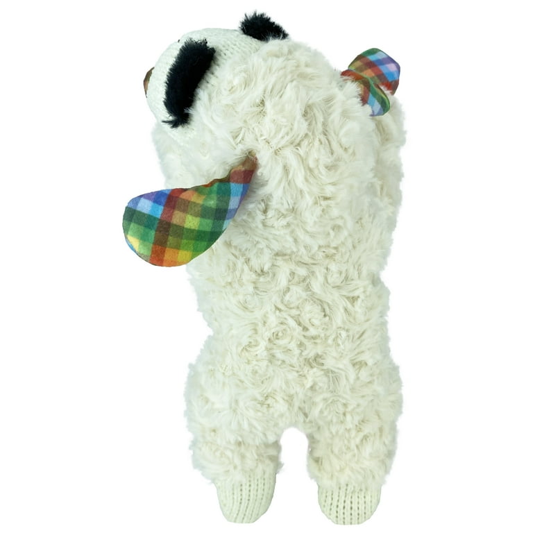 Multipet Lamb Chop Plush Dog Toy Medium Plaid Paws 10.5 inches