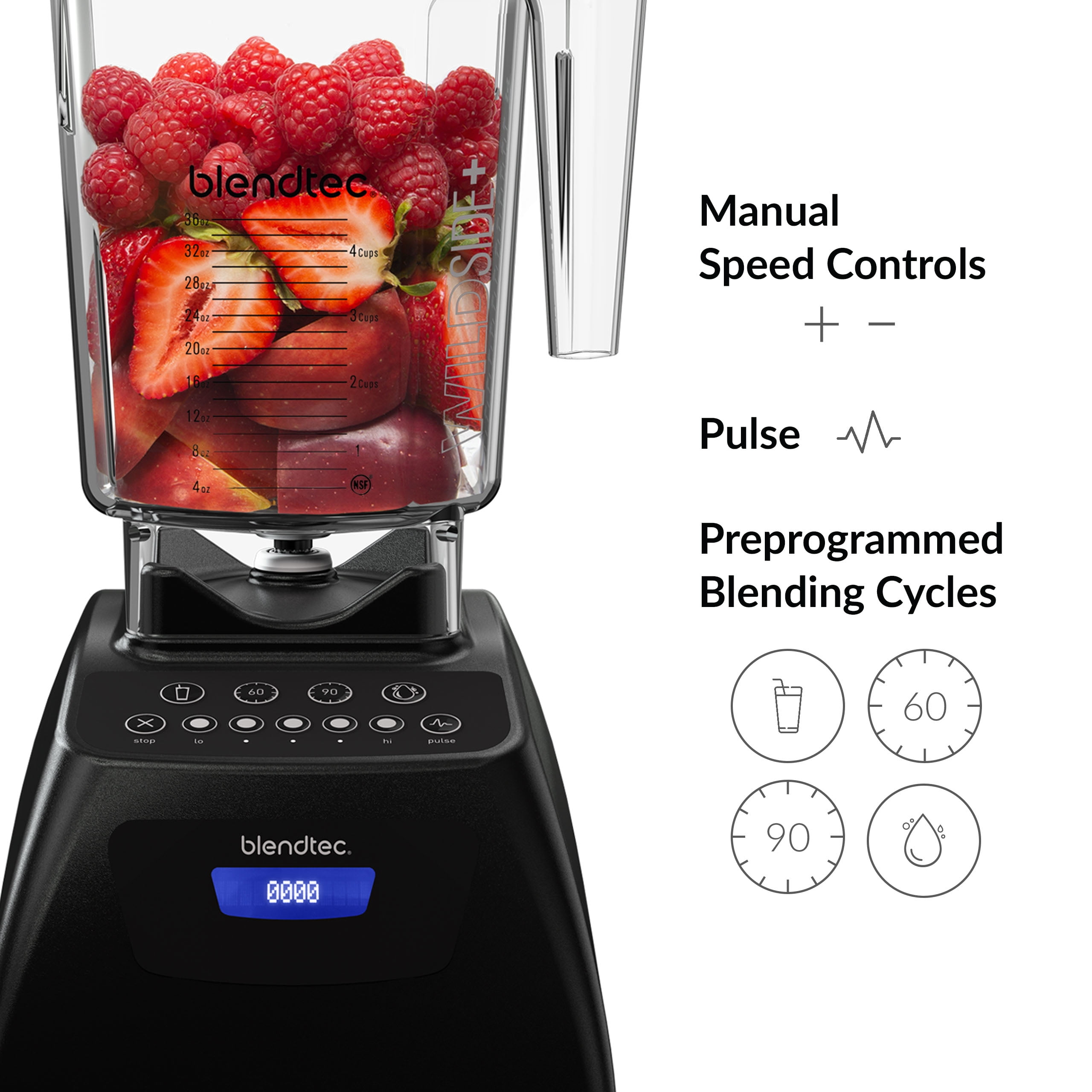 Blendtec Classic 575 Blender, 90 oz WildSide+ Jar, Spoonula