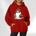 thumbnail image 2 of CAUYDY Cute Ghost Graphic Hoodies for Women Halloween Funny Spooky Hooded Sweatshirt Vintage Pullover Casual Tops( Red,L), 2 of 6