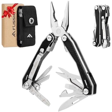 16-in-1 Multi Tool with G10 Handle Gift for Dad Stainless Steel EDC Multitool with Pocket Knife Pliers Belt Clip and Oxford Sheath Self-locking Utility Multi-Tool for Camping Outdoor