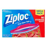 Ziploc Pinch & Seal Storage Bags, Quart, 80 Count