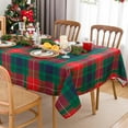 thumbnail image 6 of Christmas Rectangle Green Plaid Tablecloth - 60 x 84 Inch - Checkered Water Stain Resistant Table Cover, Washable Polyester Table Cloths for Xmas Dinner/Party Decoration/Holiday, 6 of 6