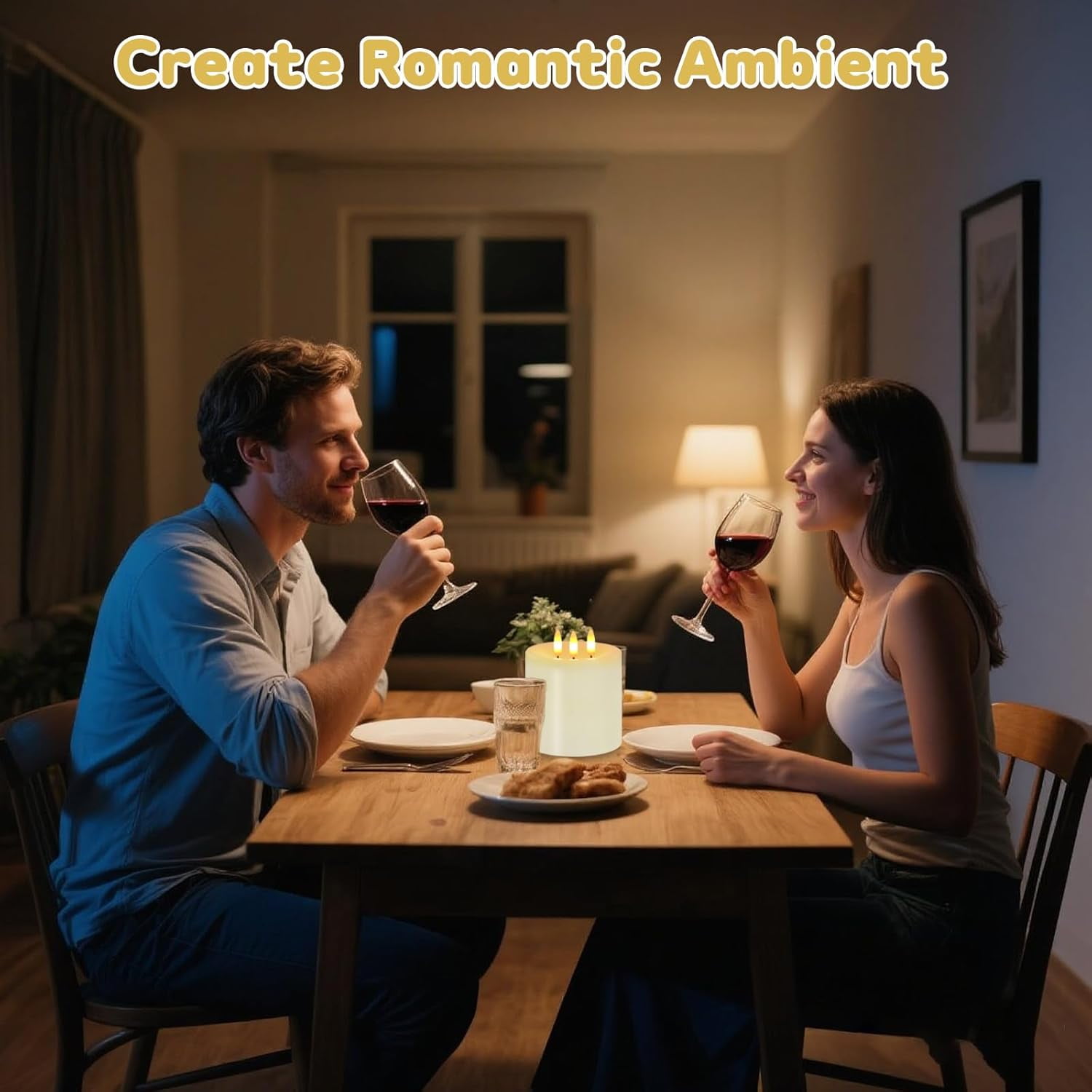 3 Wick Flameless Candles Set of 2, 4"x4" Flickering Large Flameless Candles with Remote & Timer, Dimmable Real Wax Electric Pillar Candles Battery Operated,  LED Candles for Home Wedding Xmas Decor