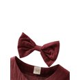 thumbnail image 4 of Franhais 2Pcs Kids Casual Outfit, Solid Color Long Sleeves Single-Breasted Dress + Bow Hair Clip for Girls, 6 Months to 4 Years, 4 of 9