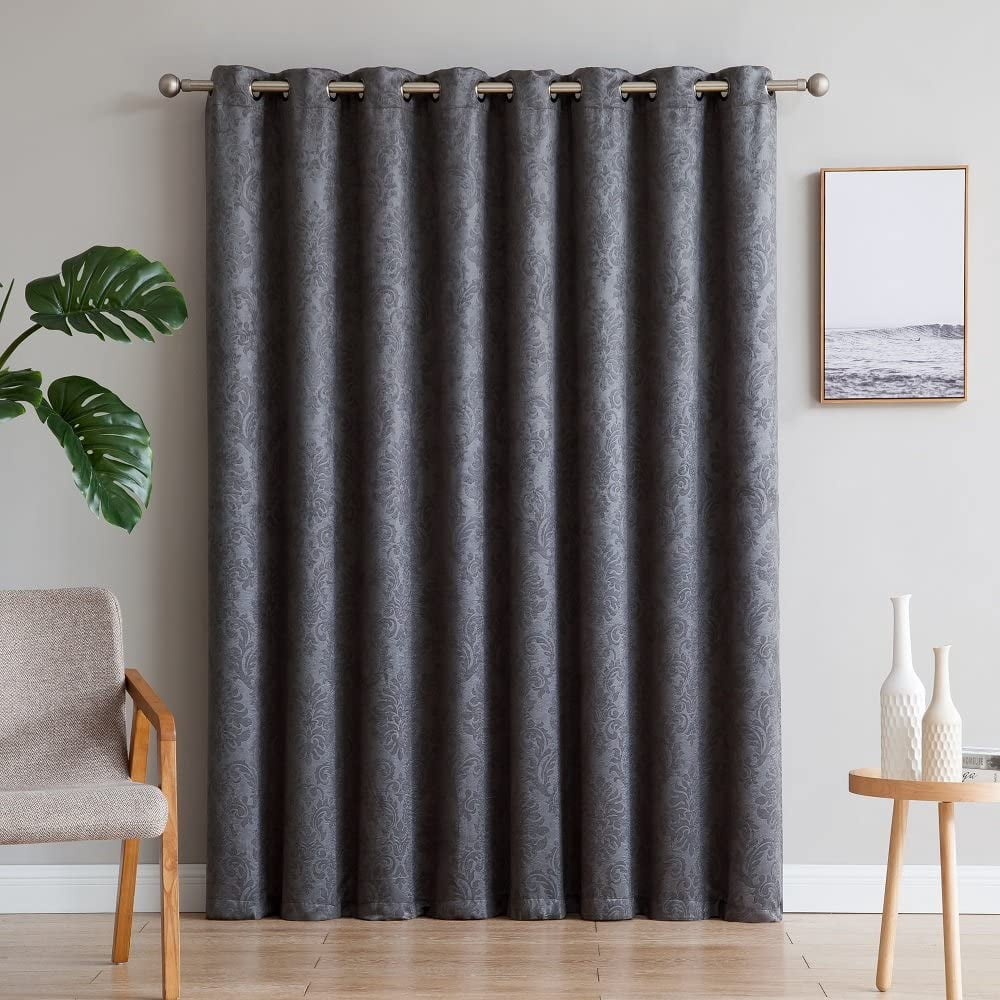 WARM HOME DESIGNS 1 Extra Wide, Extra Long 102" X 96" Panel of Charcoal Patio Door Curtains. Blackout Sliding Glass Door Curtain or Room Divider Drape. EV Charcoal Patio 96