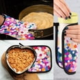 thumbnail image 5 of Yayeee Oven Mitts and Pot Holder Set of 2 Heat Resistant Kitchen Gloves Baking Hot Pad, Purple Colorful Circles, 5 of 5