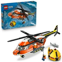 LEGO City Coast Guard Helicopter Building Toy for Kids - Pretend Play Emergency Response Set for Boys & Girls, Ages 7  - Includes 4 Minifigures, Shark, & Rescue Pod - Gift Idea for Birthdays - 60503