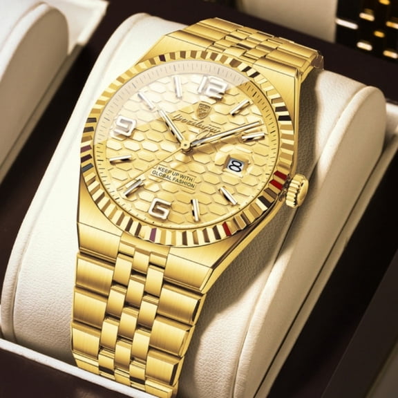 POEDAGAR Men’s Quartz Wrist Watch Stainless Steel Analog Watch with Luminous Hands and Date Display Water Resistant Casual Fashion Wristwatch