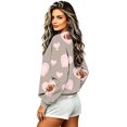 thumbnail image 5 of Women Rugby Football Print Crew Neck Sweatshirt Long Sleeve Loose Pullover Top Fashion Casual Loungewear Shirt for Home & Spring Autumn Daily Streetwear S-5XL Khaki, 5 of 7