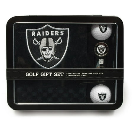 Team Golf NFL Oakland Raiders Embroidered Golf Towel, 2 Golf Balls and Divot Tool Set